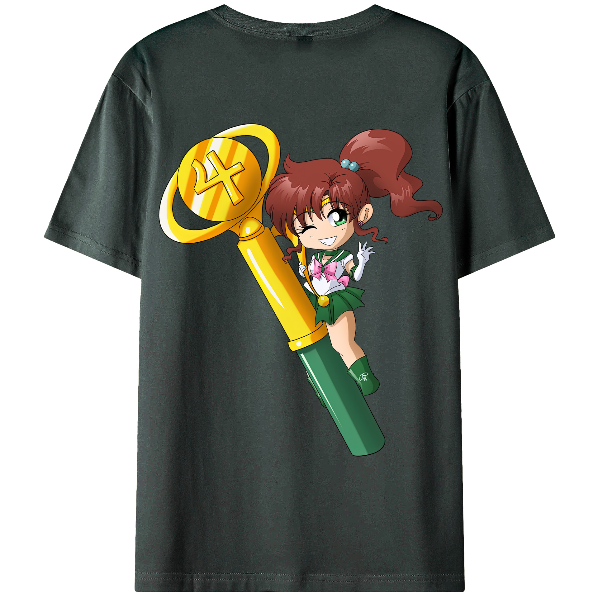 （画像用） 美少女戦士セーラームーン 木野 まこと きの まこと Sailor Moon Kino Makoto （セーラージュピター；Sailor Jupiter） 綿100％ メンズ半袖Tシャツ（バックプリント） 通気性